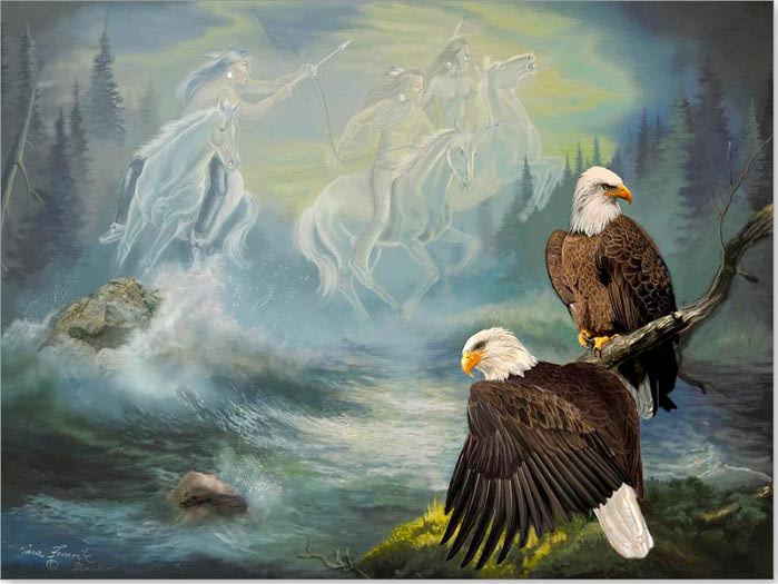 Native American painting Spirit Riders (700x525, 54Kb)