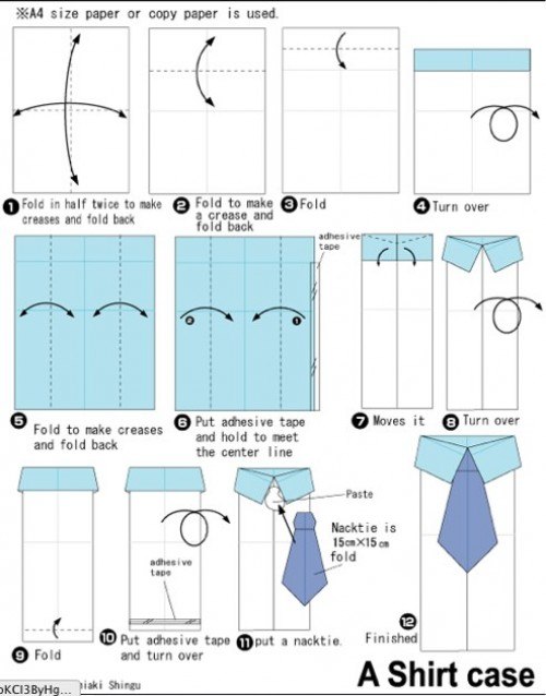 Как сделать рубашку из бумаги схема