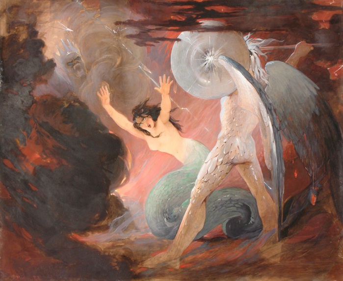 Даниэль Маклиз (ирландский, 1806-1870Ithuriel's Pursuit of Satan Гуашь (700x572, 122Kb)