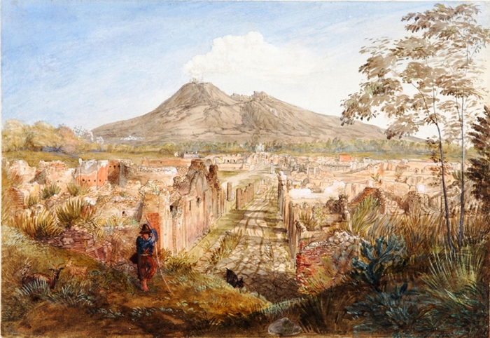 Ханна Палмер (английский, 1818-1893) Улица гробниц, Помпеи 1838 граф аква гуашь (700x482, 288Kb)