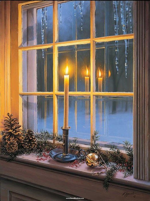 окно зимой 
