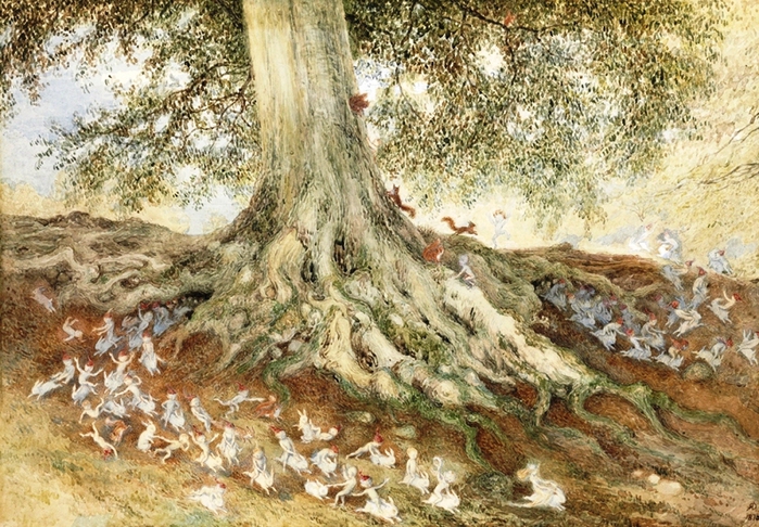 Richard Doyle (English, 1824-1883)Elves in a Rabbit Warren 1875 граф и аква (700x486, 333Kb)