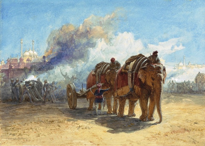 Уильям Симпсон (шотландский, 1823-1899) Elephant Battery 1864 Watercolor and gouache over graphite (700x499, 142Kb)