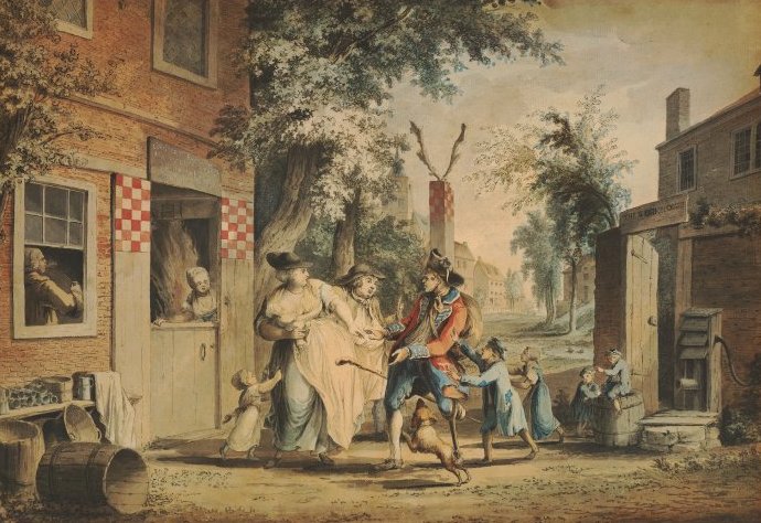 Нежелательное возвращение солдата, 1776. Акварель, перо, черные чернила (690x474, 95Kb)