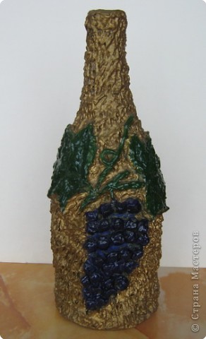 Бутылочка, декорированная папье-маше (3) (292x480, 29Kb)