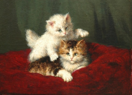 Hubert Joseph 'Jozef' Gindra (1862-1938) - Two kittens playing (550x394, 76Kb)