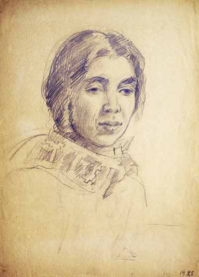 Портрет К.К.Алексеевой. 1925. Бумага, графитный карандаш. (400x556, 12Kb)