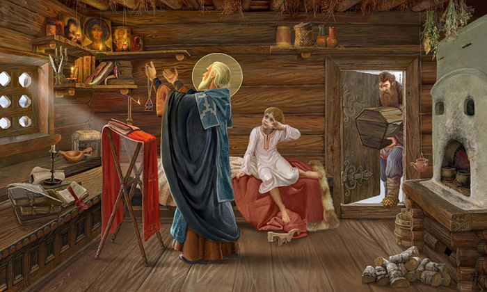 Сергий Радонежский исцеляет отрока - Виктор Анатольевич Абакумов