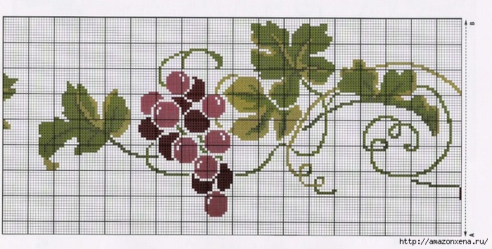Схема вышивки винограда для скатерти и подушки (4) (700x354, 214Kb)