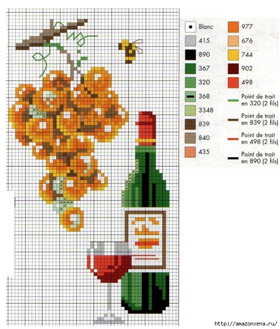 Схема вышивки винограда для скатерти и подушки (11) (564x663, 247Kb)