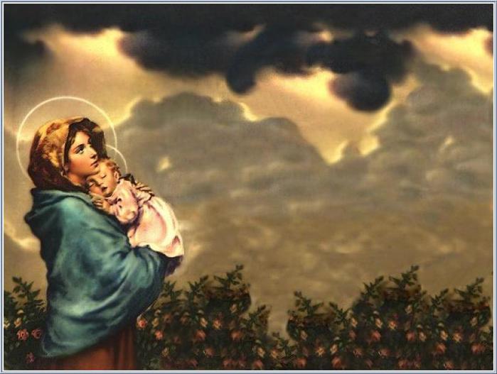 Для декупажа. Изображения Девы Марии с сыном Иисусом (1) (700x527, 44Kb)