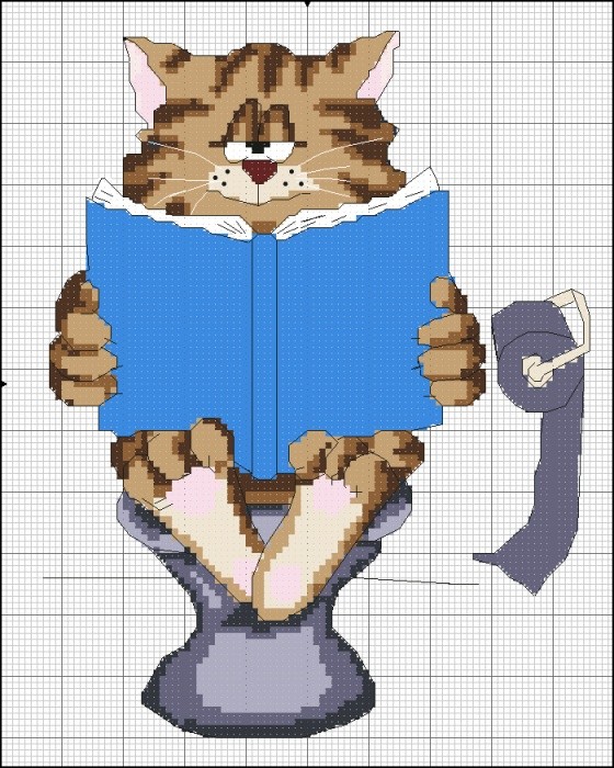 Вышивка коты на унитазе Вышивка коты на унитазе