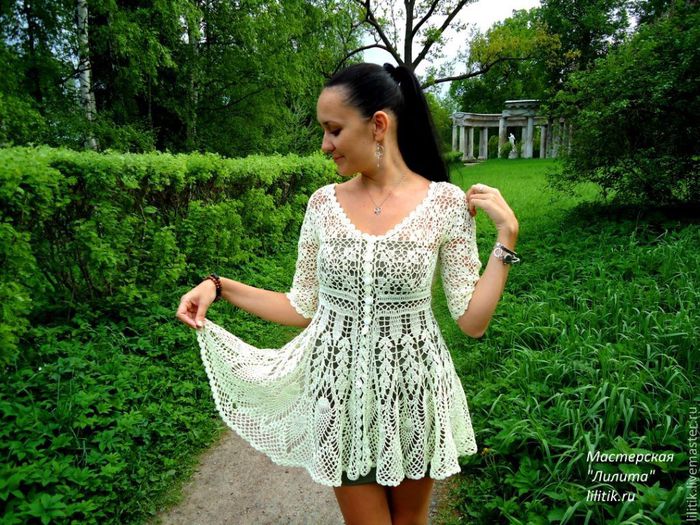 Платье кардиган крючком Платье кардиган крючком