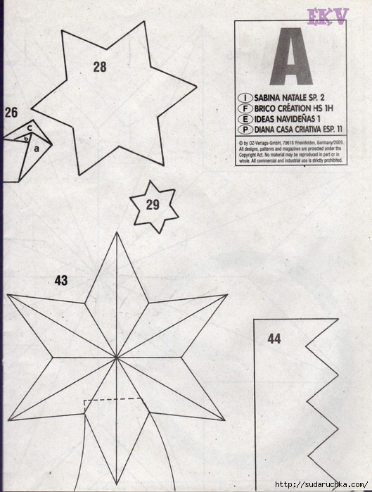 Estrellas de papel plegado moldes001 (529x700, 274Kb)