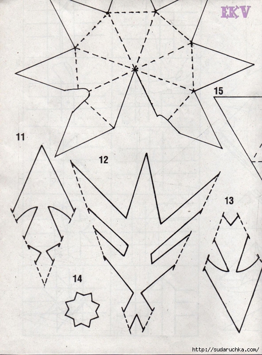 Estrellas de papel plegado moldes008 (517x700, 279Kb)