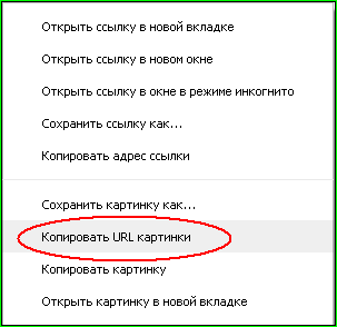 Как скопировать адрес изображения