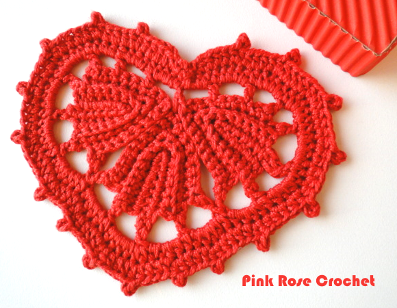 Coração Picot e Folhas de Croche Crochet Red Heart (580x450, 514Kb)