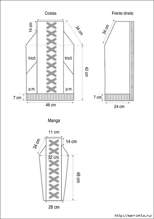 Вязание спицами. Жакет с капюшоном (2) (493x700, 82Kb)