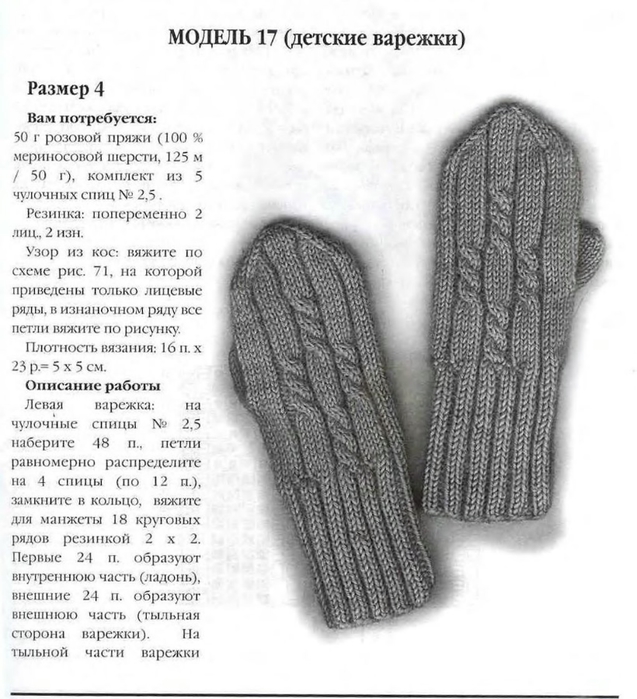 Простой узор для вязания варежек Простой узор для вязания варежек