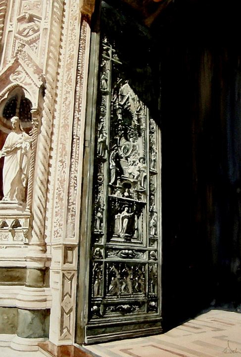 Arhitektor-akvarelist-Paul-Dmoch.-Grandes-Portes-Cathdrale-Santa-Maria-del-Fiore-Duomo-Florence.-53h75 (473x700, 319Kb)