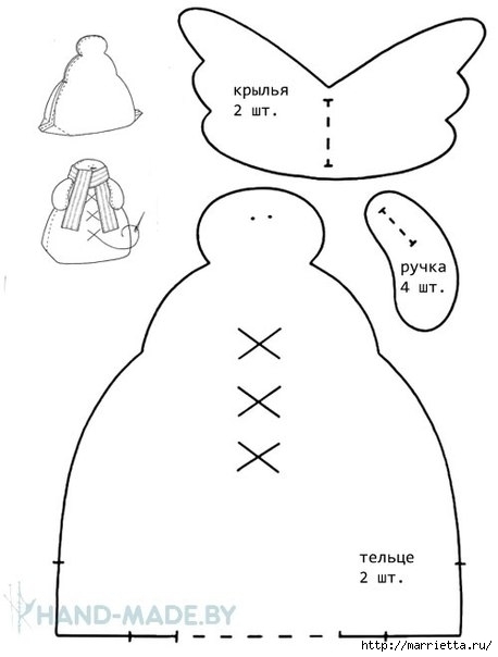 Шьем игрушку к Новому году. Тильда СНЕГОВИК (2) (458x604, 65Kb)