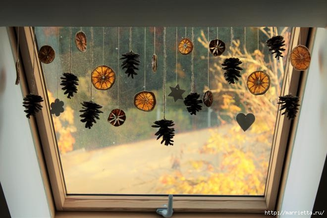 Осеннее украшение для окна. Гирлянда из природных материалов (10) (660x440, 141Kb)