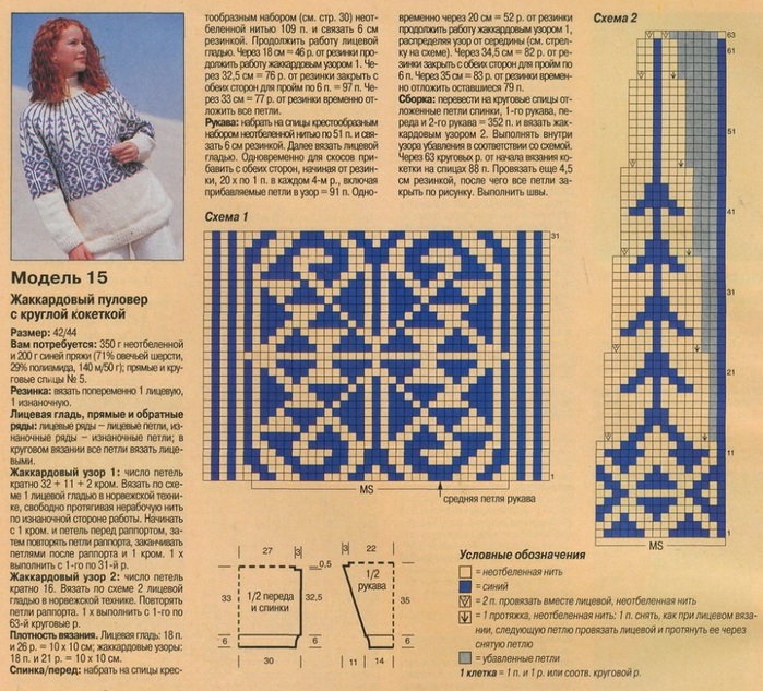 Жаккард вязание круглая кокетка Жаккард вязание круглая кокетка
