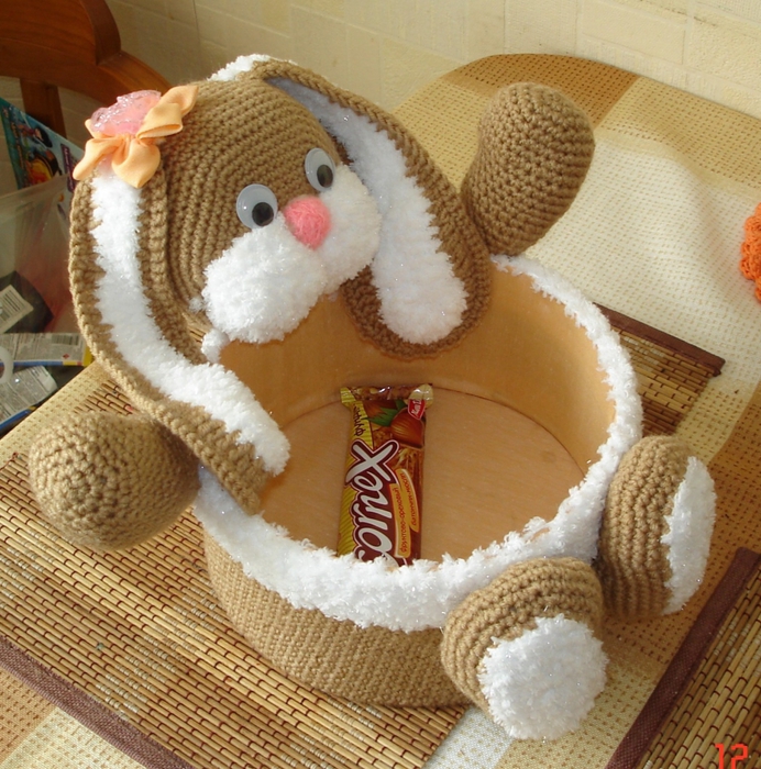 Корзина для игрушек крючком