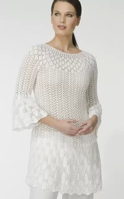 Нежность белого цвета. Пуловер и ажурная туника спицами (1) (400x642, 114Kb)