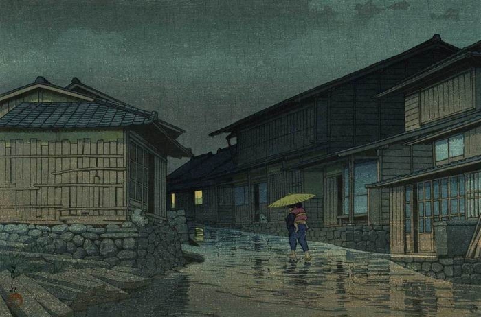 Hasui Kawase. Nissaka in Rain, Nissaka on Tokaido, 1942 (700x462, 232Kb)