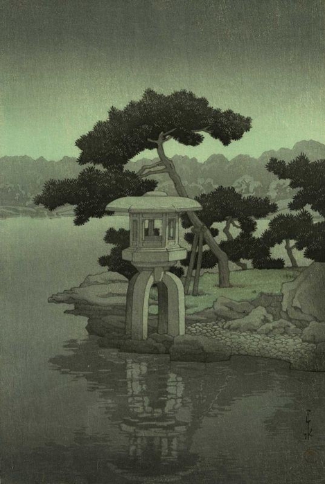 Hasui Kawase. Moon over Kiyosumi Garden, 1938 (469x700, 216Kb)