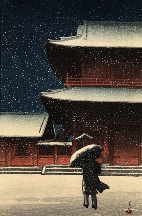 Hasui Kawase. Zojoji в снегу, 1922 (461x700, 258Kb)
