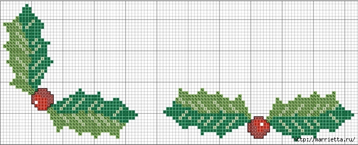 Рождественская вышивка для скатерти и полотенца. Схемы (7) (700x283, 173Kb)