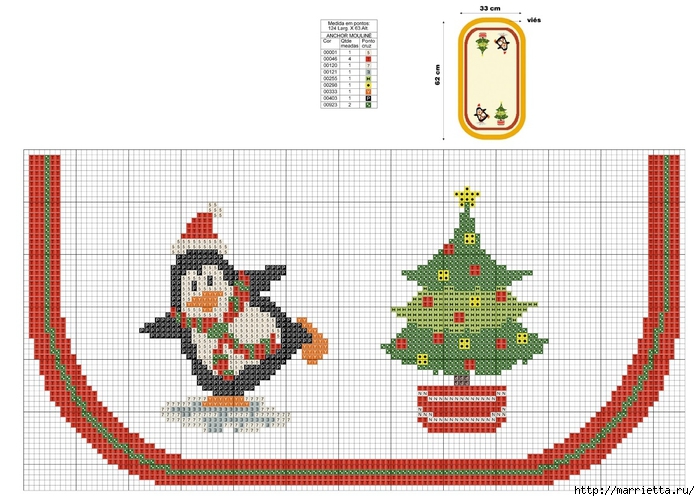 Рождественская вышивка для скатерти и полотенца. Схемы (11) (700x501, 243Kb)