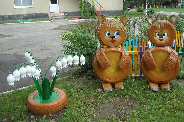Поделки в сад из шин Поделки в сад из шин