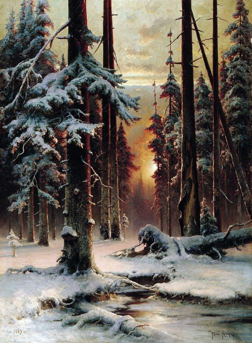 Колесников С. Ф. Зимний закат в еловом лесу. 1889 (514x700, 479Kb)