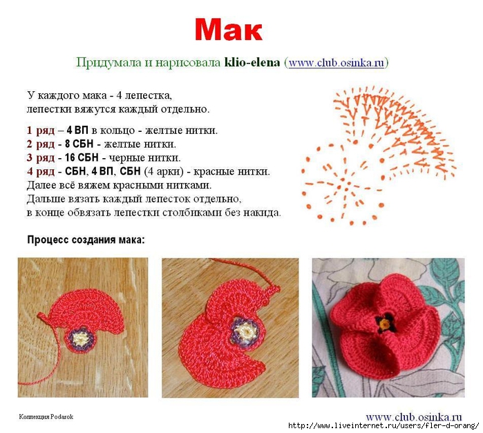 Вязания крючком цветы маки схемы Вязания крючком цветы маки схемы