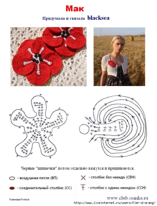 Вязание маков крючком схемы и описание Вязание маков крючком схемы и описание