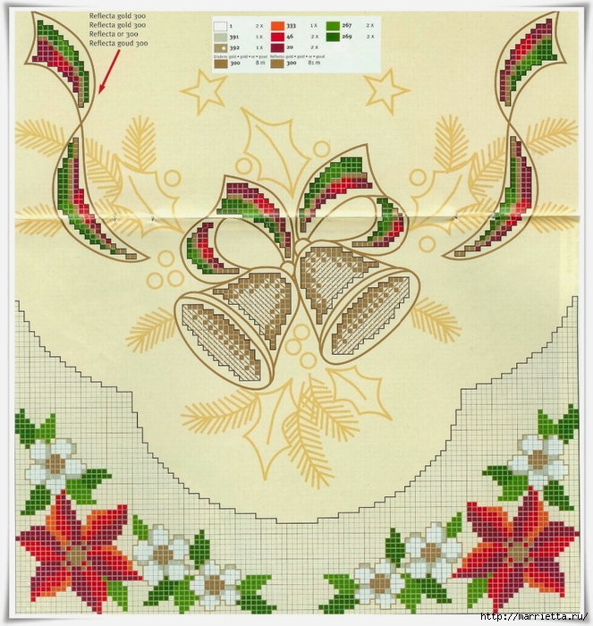 Схемы вышивки. Новогодняя и цветочная тематика (36) (663x700, 391Kb)