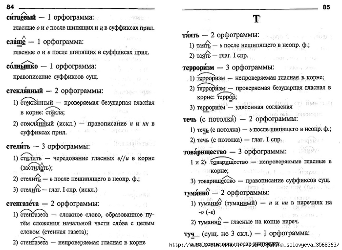 Схема орфографического разбора слова