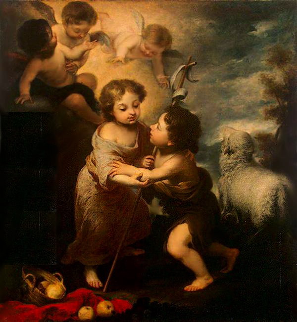 Младенец Иисус и Св.Иоанн Креститель  1655-60 (600x651, 86Kb)