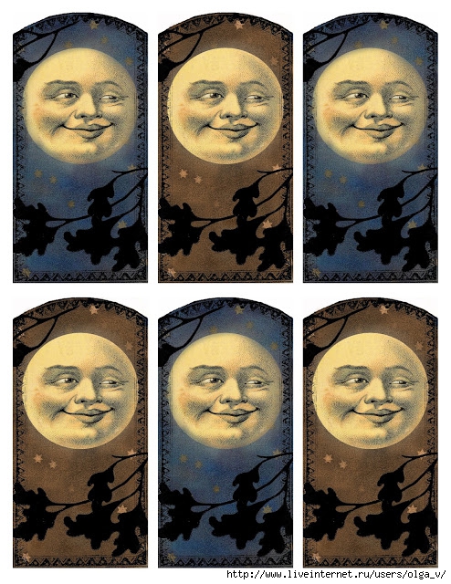 Man in the Moon ~ 6 tag printable ~ lilac-n-lavender (494x640, 309Kb)