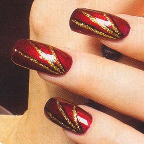 Ногти Дизайн Красные С Черным И Золотым
