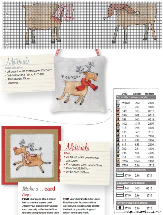 Рождественские олени на подушке. Схемы вышивки крестом (3) (531x700, 296Kb)