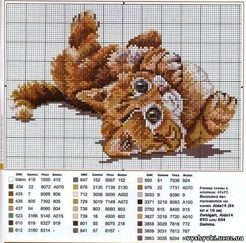Схема вышивки собаки кошки Схема вышивки собаки кошки