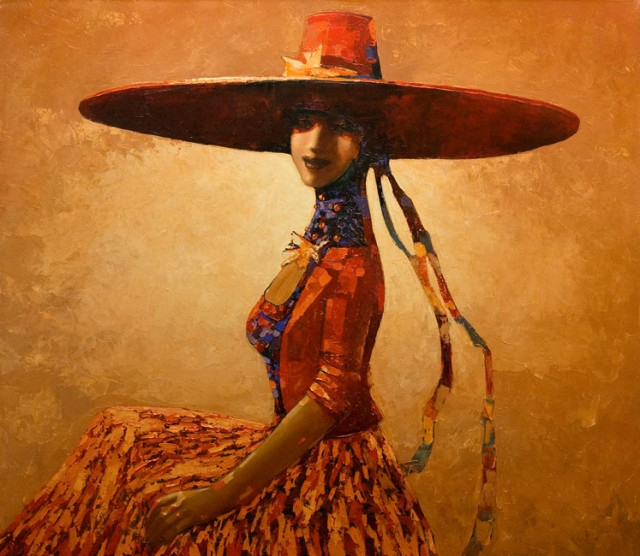Девушка в красной шляпе (640x556, 318Kb)