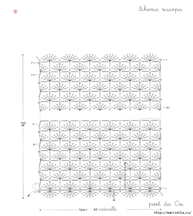 Схемы вязания крючком шарфиков (10) (626x700, 220Kb)