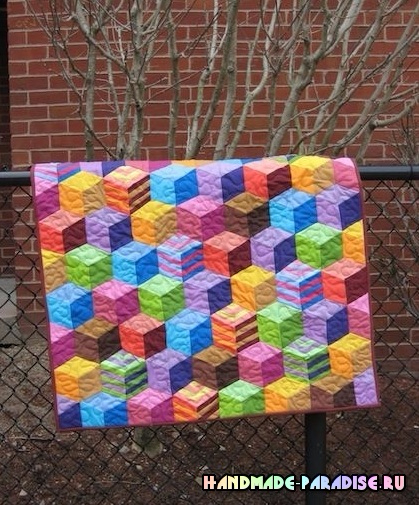 Лоскутное одеяло «Кубики» в технике пэчворк (35) (419x505, 290Kb)