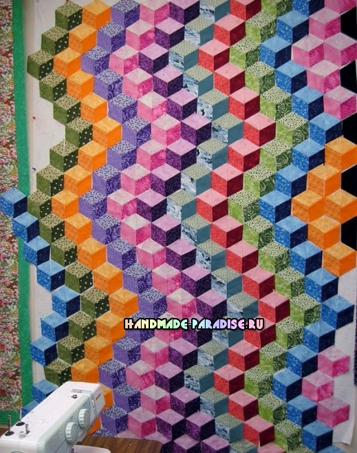 Лоскутное одеяло «Кубики» в технике пэчворк (37) (519x658, 466Kb)