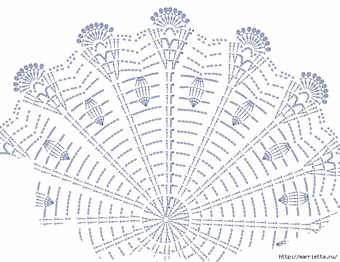 Голубая круглая салфетка крючком. Схема (1) (700x539, 343Kb)